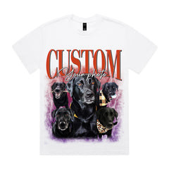 Retro Vintage Portrait Bootleg shirt, Personalized with Your Own Dog or Cat Photo, Gift for Dad Mom