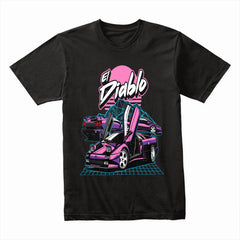 El Diablo Retro Supercar T-Shirt — Vaporwave Dream Edition