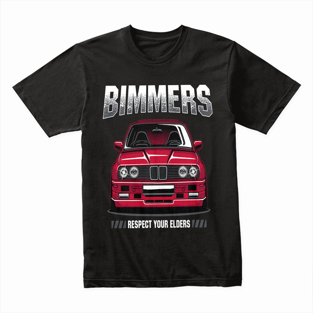 Bimmers Respect Your Elders T-Shirt – Classic BMW E30 Front View Tee