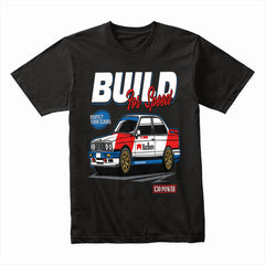 BMW E30 Build for Speed T-Shirt – Classic Racing Heritage Tee