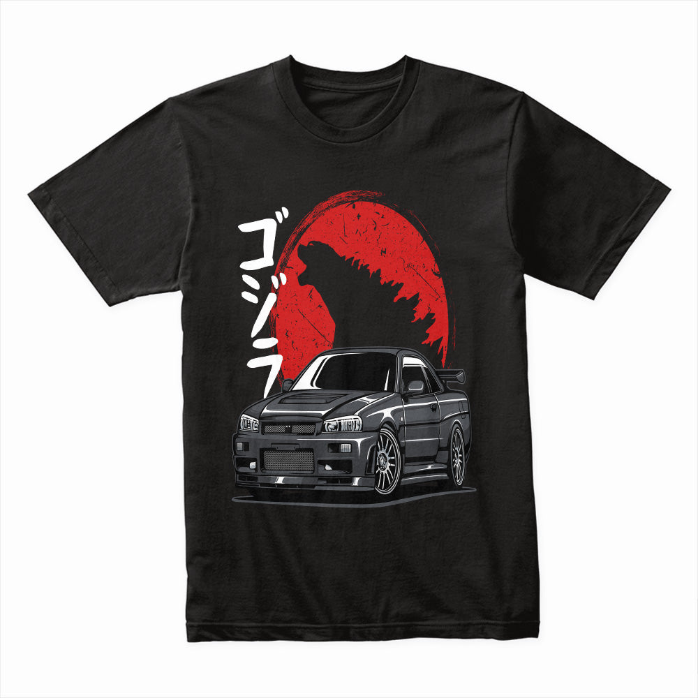 Godzilla Skyline R34 T-Shirt – Japanese Monster Legend Meets JDM Power