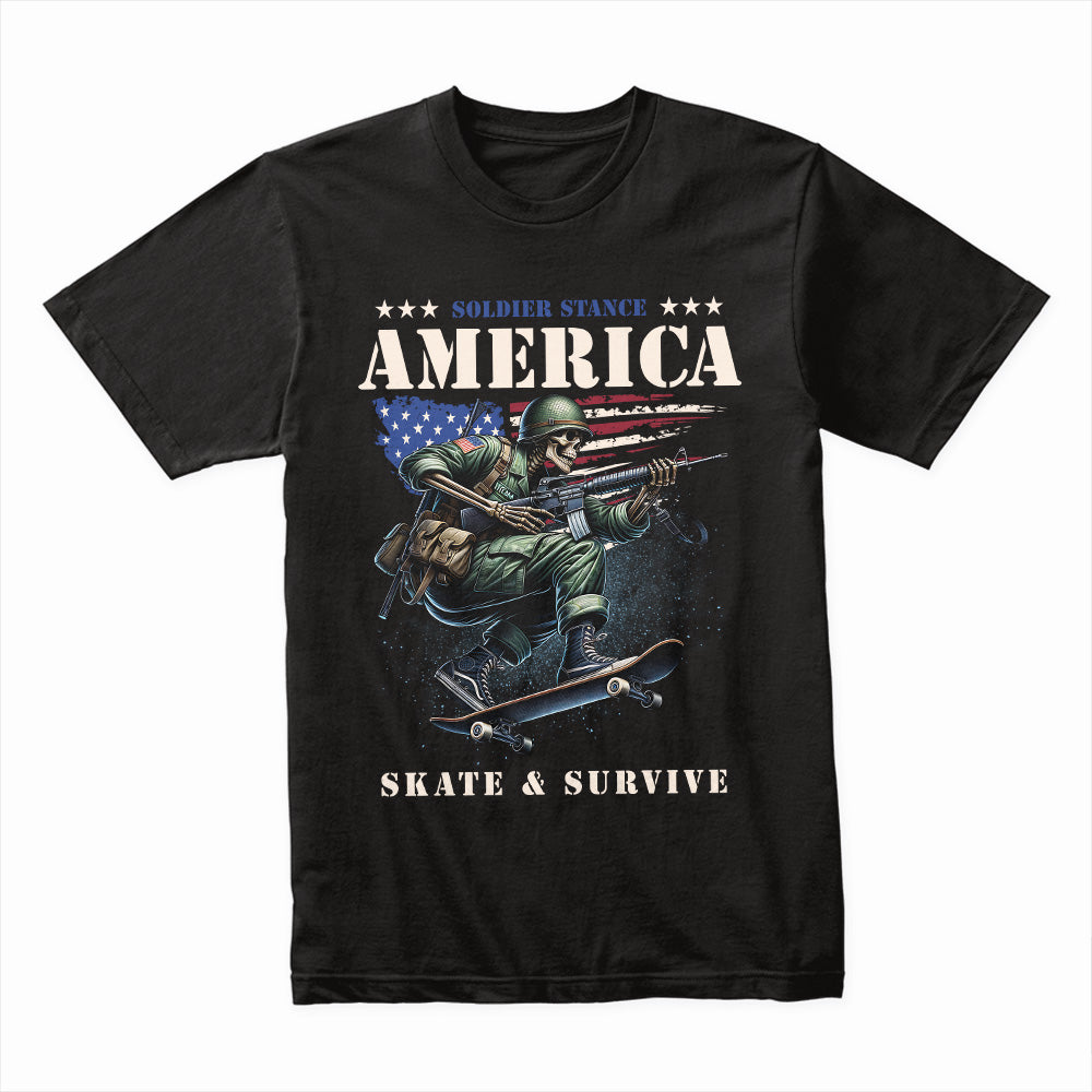 Soldier Stance: Skate & Survive America Tee