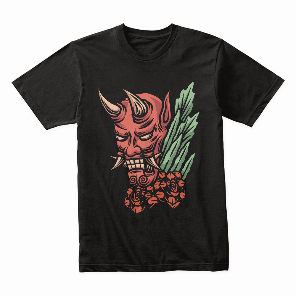 Oni Bloom: Demon & Roses Streetwear Tee