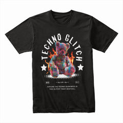 Techno Glitch: Pixel Burn Teddy Tee