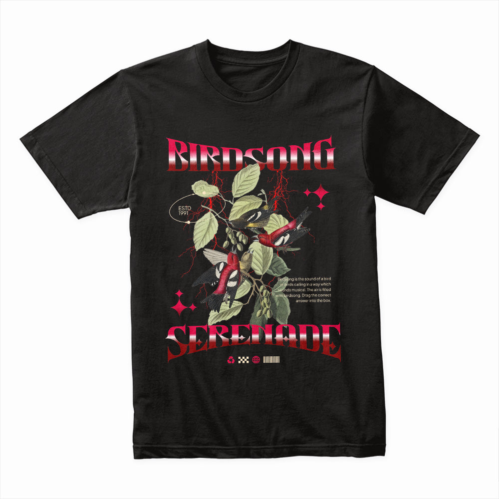 Midnight Harmony: Birdsong Serenade Tee