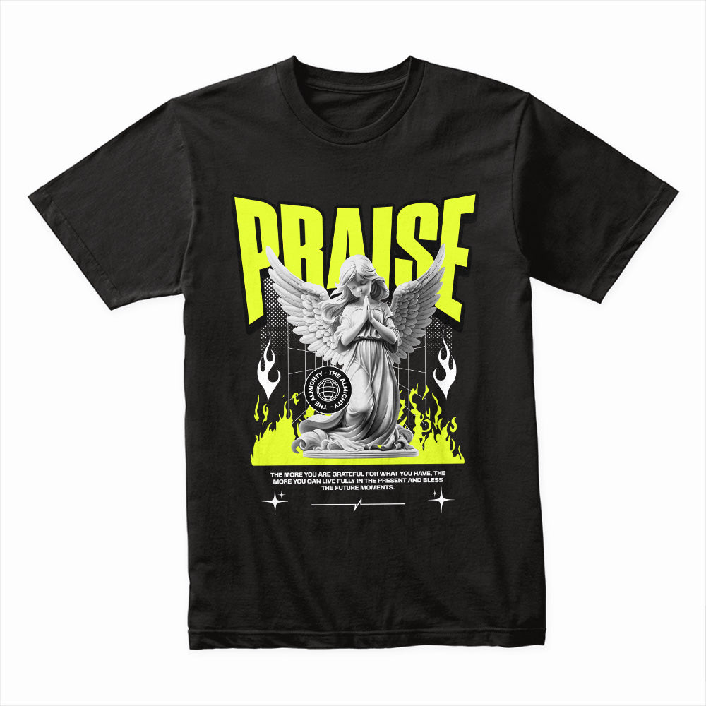 Celestial Reverence: Neon Praise Angel Tee