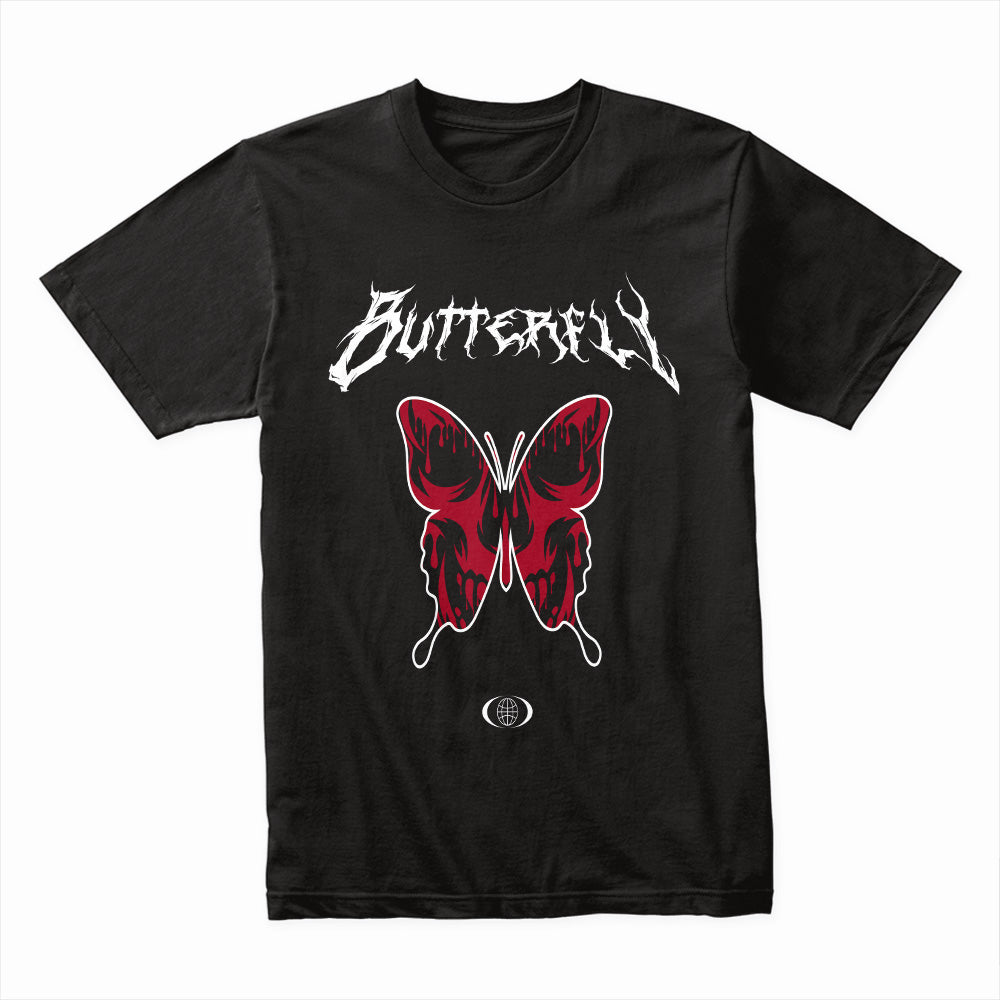 Crimson Wings: Gothic Butterfly Tee