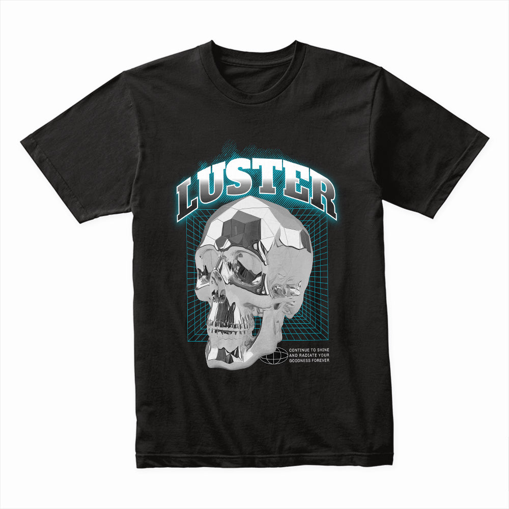 Neon Luster: Chrome Skull Brilliance Tee