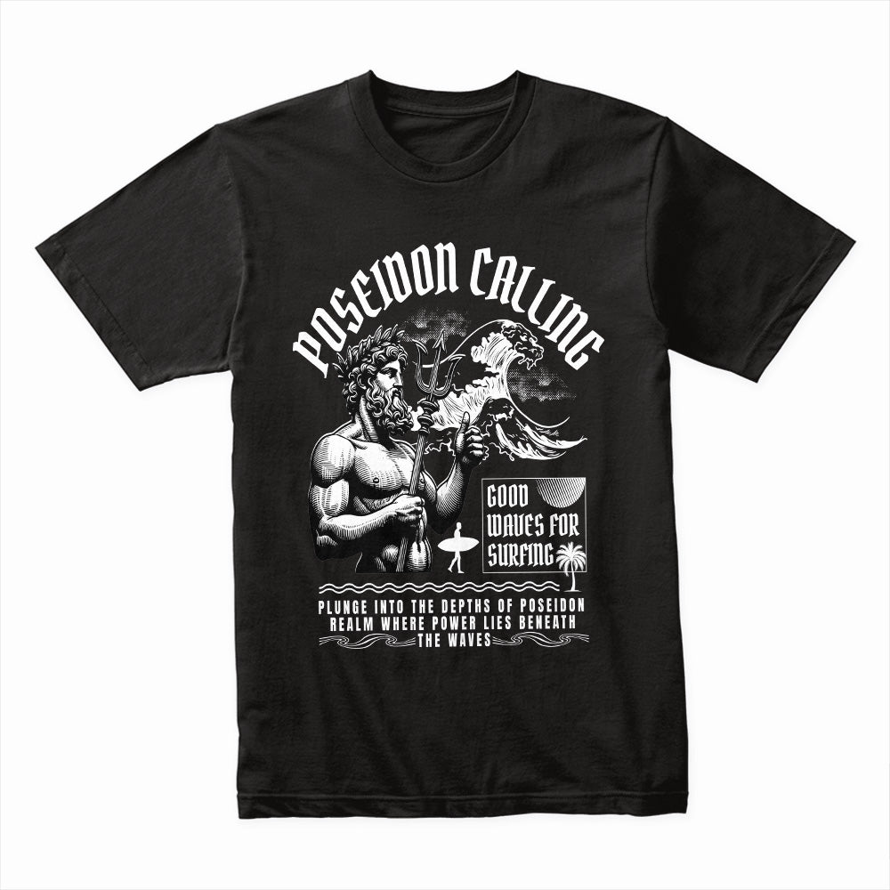 Poseidon Calling: Surf the Divine Tee