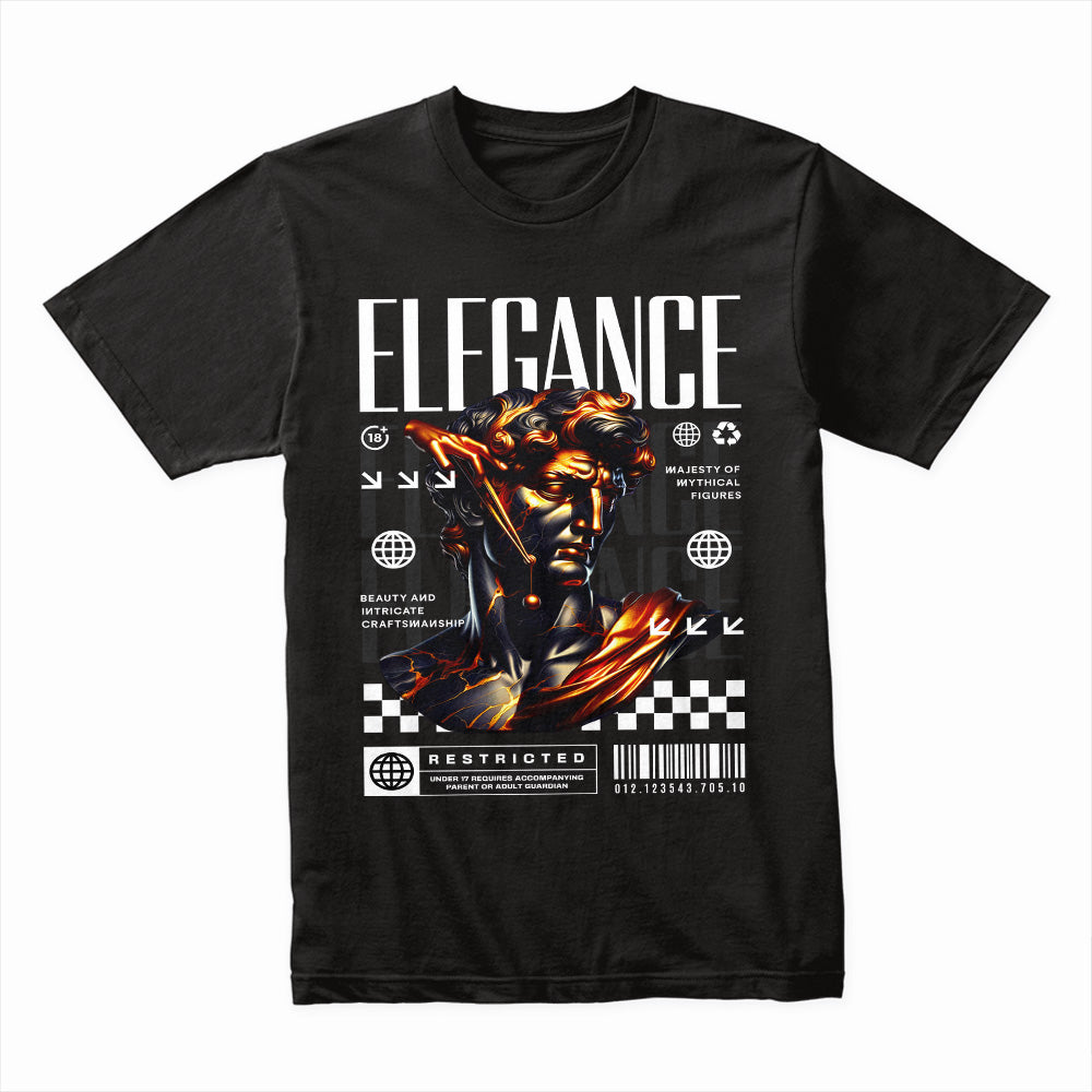 Mythic Elegance: Neo-Classical Flame Tee