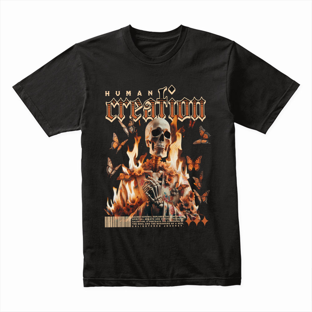 Infernal Metamorphosis: Human Creation Flame Tee