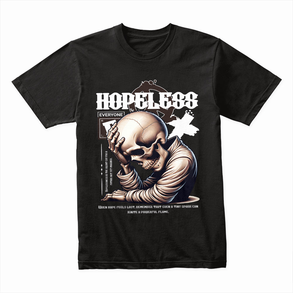 Echoes of Resilience: 'Hopeless' Skull Reflection Tee