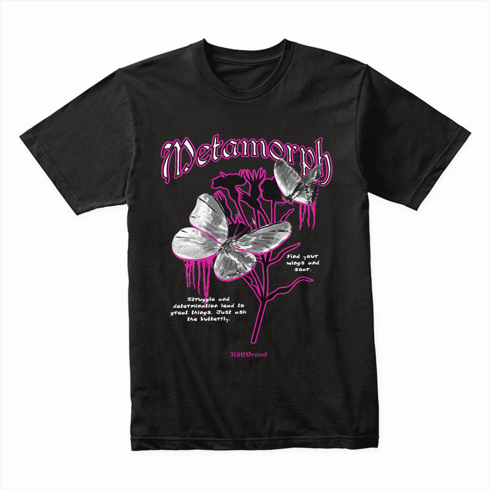 Metamorph Flight: Silver Butterflies of Transformation Tee