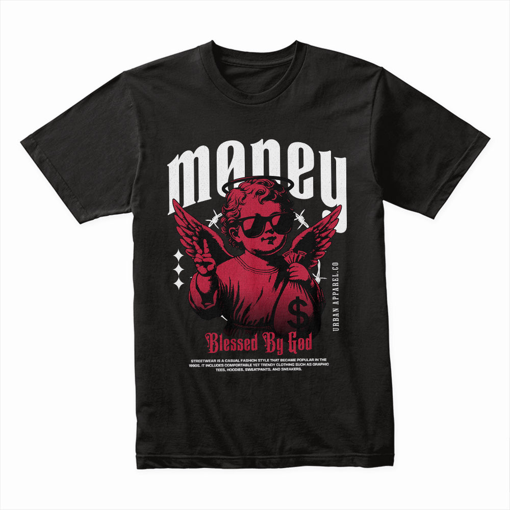 Heavenly Hustle: Blessed Money Angel Tee