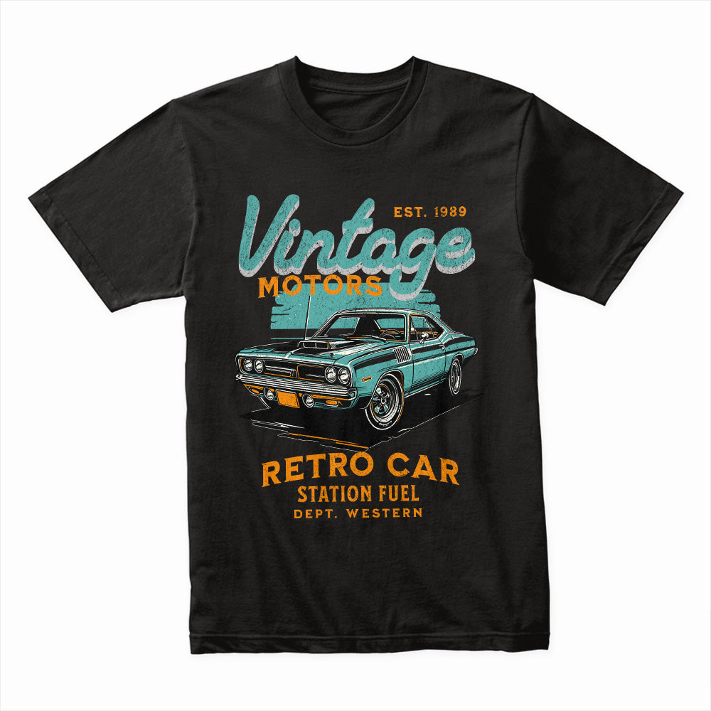 Vintage Motors Retro Car: Classic Teal Muscle Tee