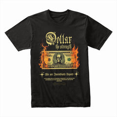 Dollar: The Strength" Fiery Skull Bill Graphic Tee