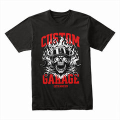 Custom Garage Biker T-Shirt – Built for Speed, Forged in Fire
