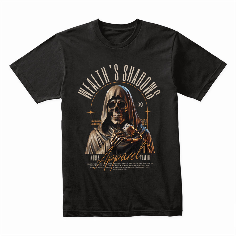 Wealth’s Shadows: Grim Fortune Tee