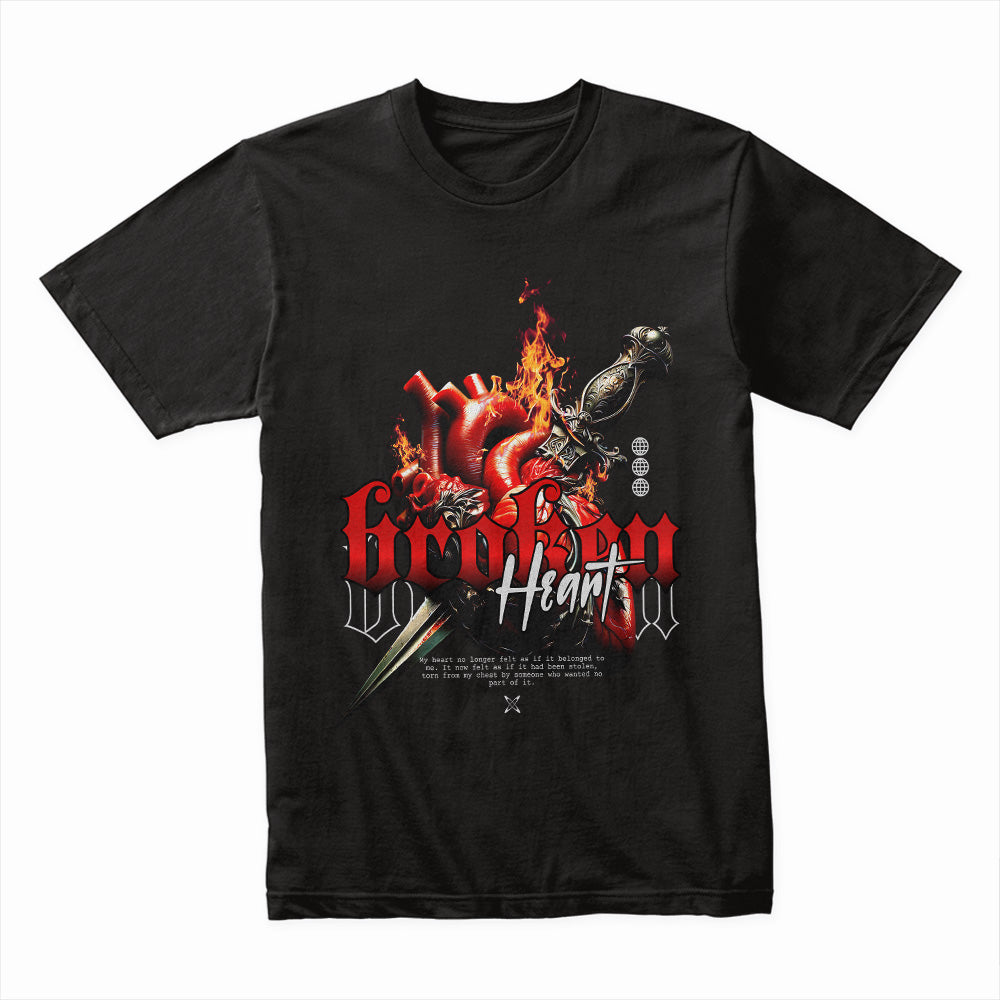 Broken Heart: Flame & Blade Streetwear Tee