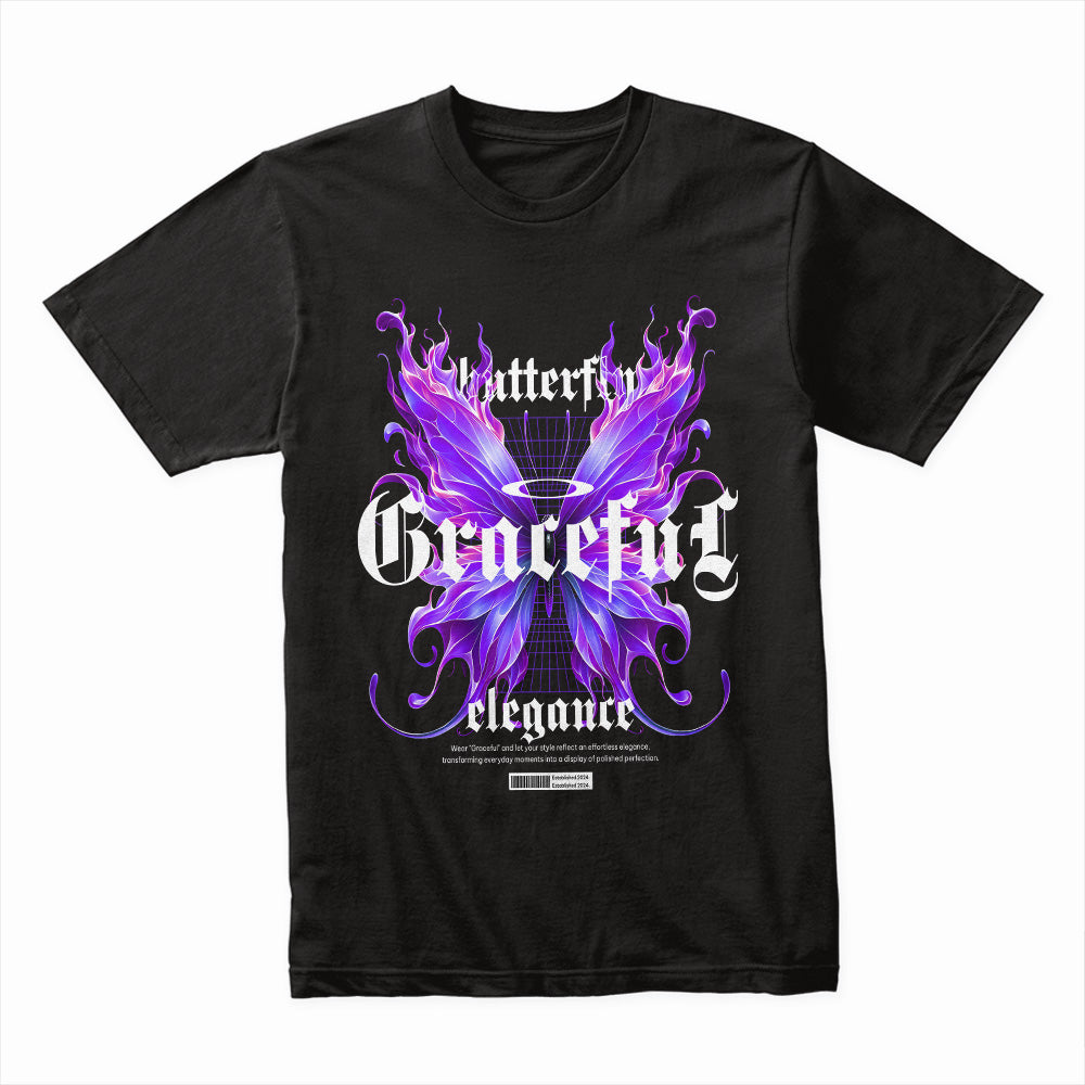 Graceful Flame: Butterfly Elegance Tee