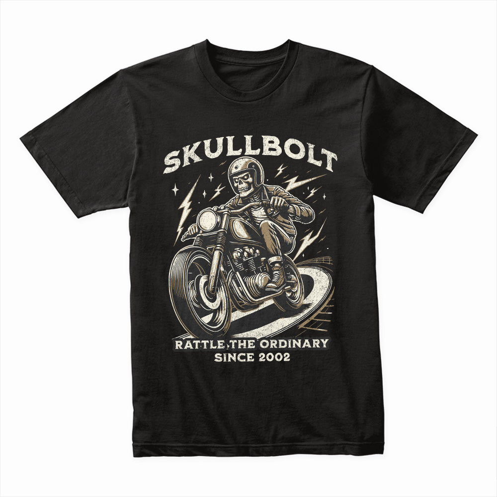 Skullbolt Biker T-Shirt – Rattle the Ordinary, Ride the Thunder