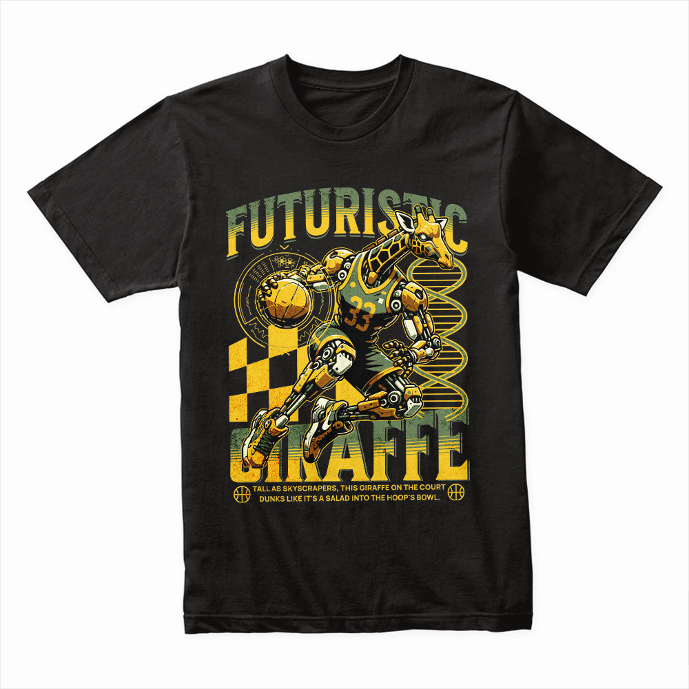 Cyber Slam: Futuristic Giraffe Dunk Tee