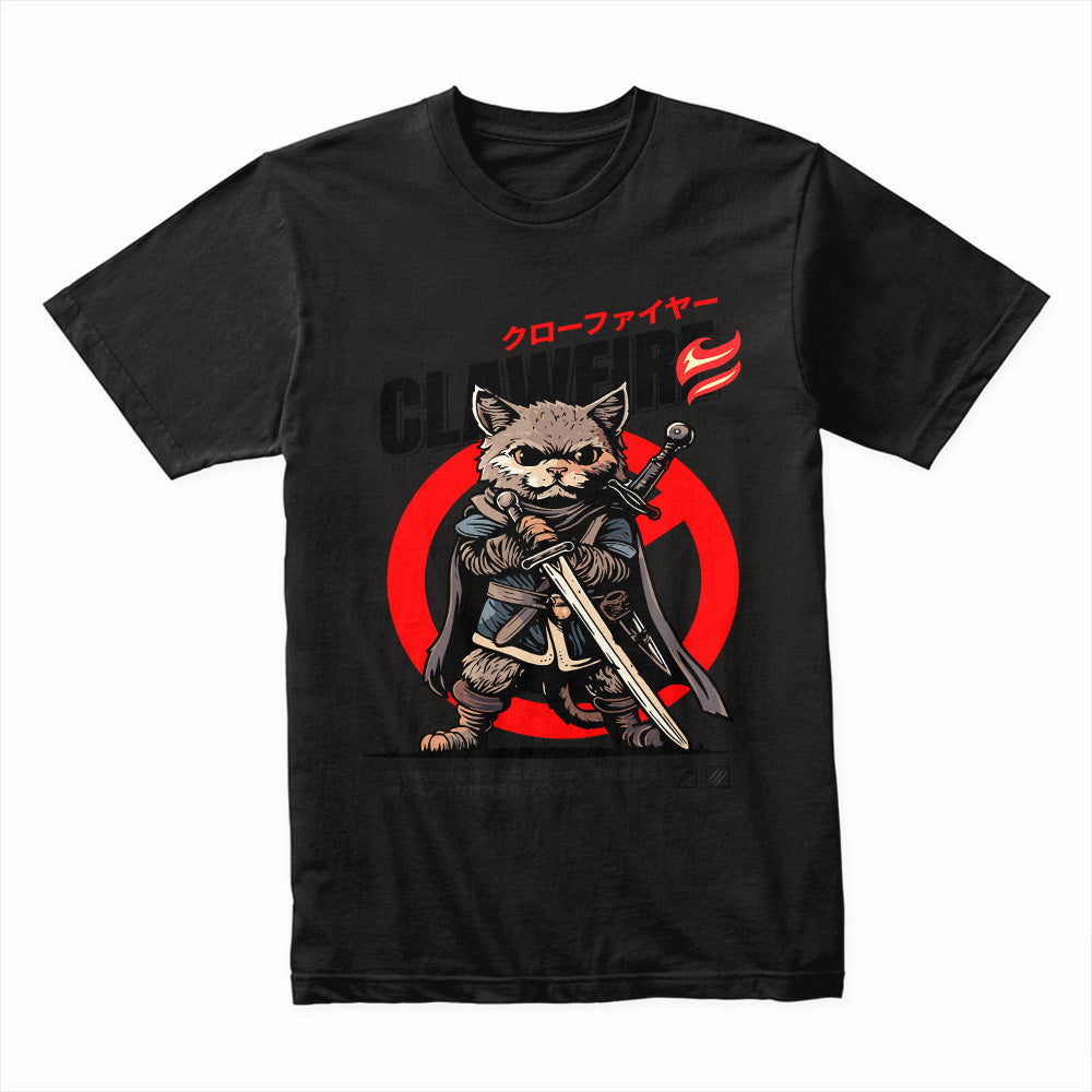 Clawfire Warrior: Feline Blade Master Tee