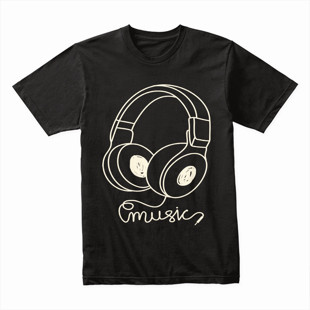 Sound Sketch: Minimalist Music Headphones Tee
