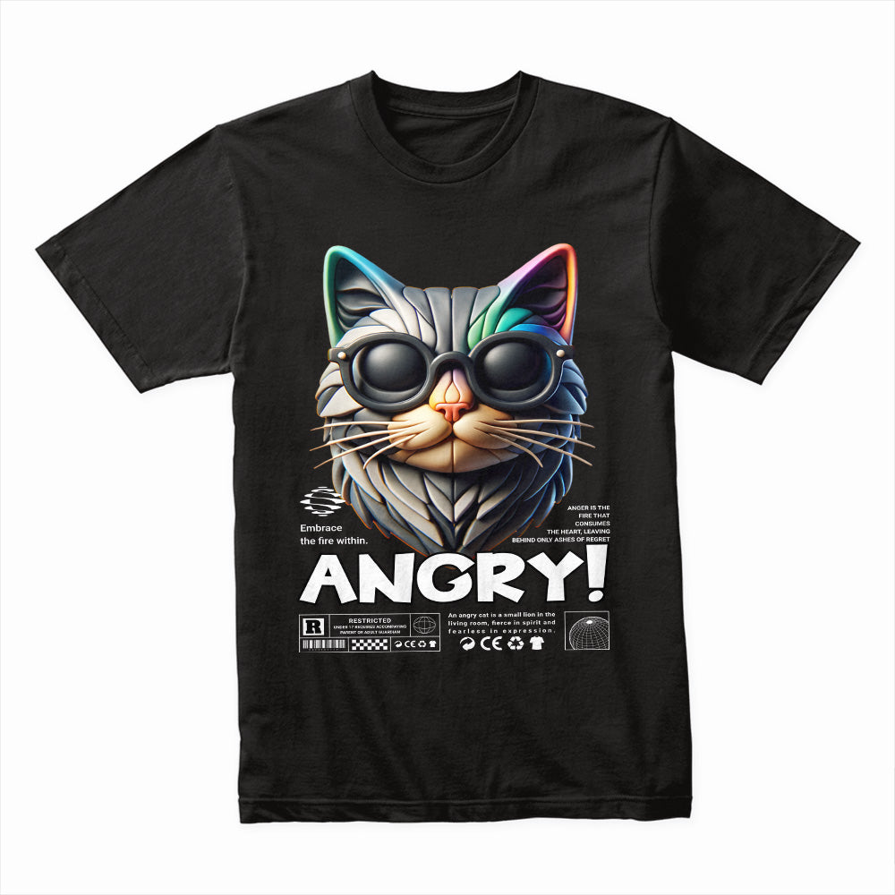 Furious Feline: Angry Cat Rebel Tee