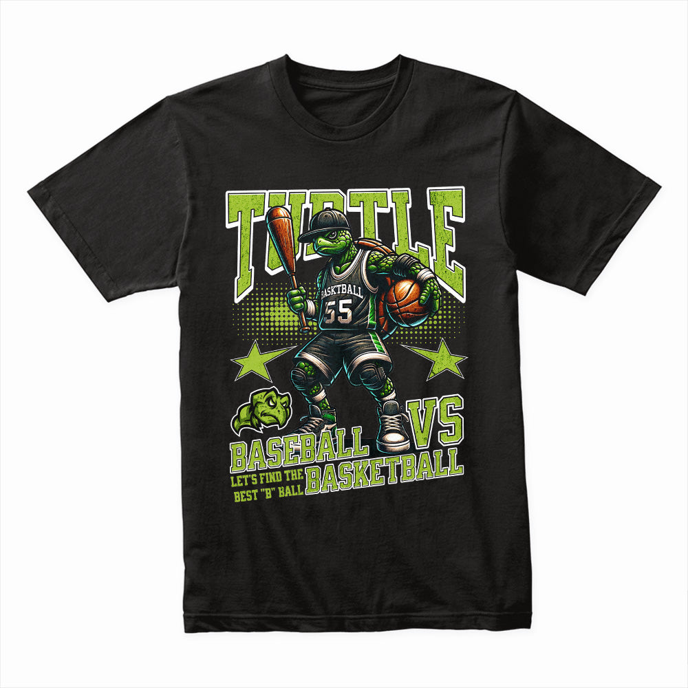 Turtle Showdown: Baseball vs Basketball Tee