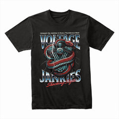 Voltage Junkies Biker T-Shirt – Shocking Style, Electrifying Power