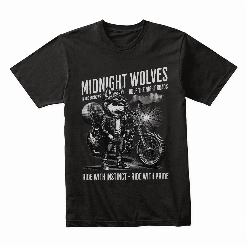 Midnight Wolves Biker T-Shirt – Ride with Instinct, Ride with Pride