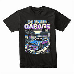 BG Speed Garage JDM Tuning T-Shirt – Neon Drift Garage Edition