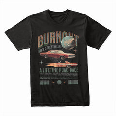 Burnout Streetwear Retro Car T-Shirt – A Lifetime Road Race Edition