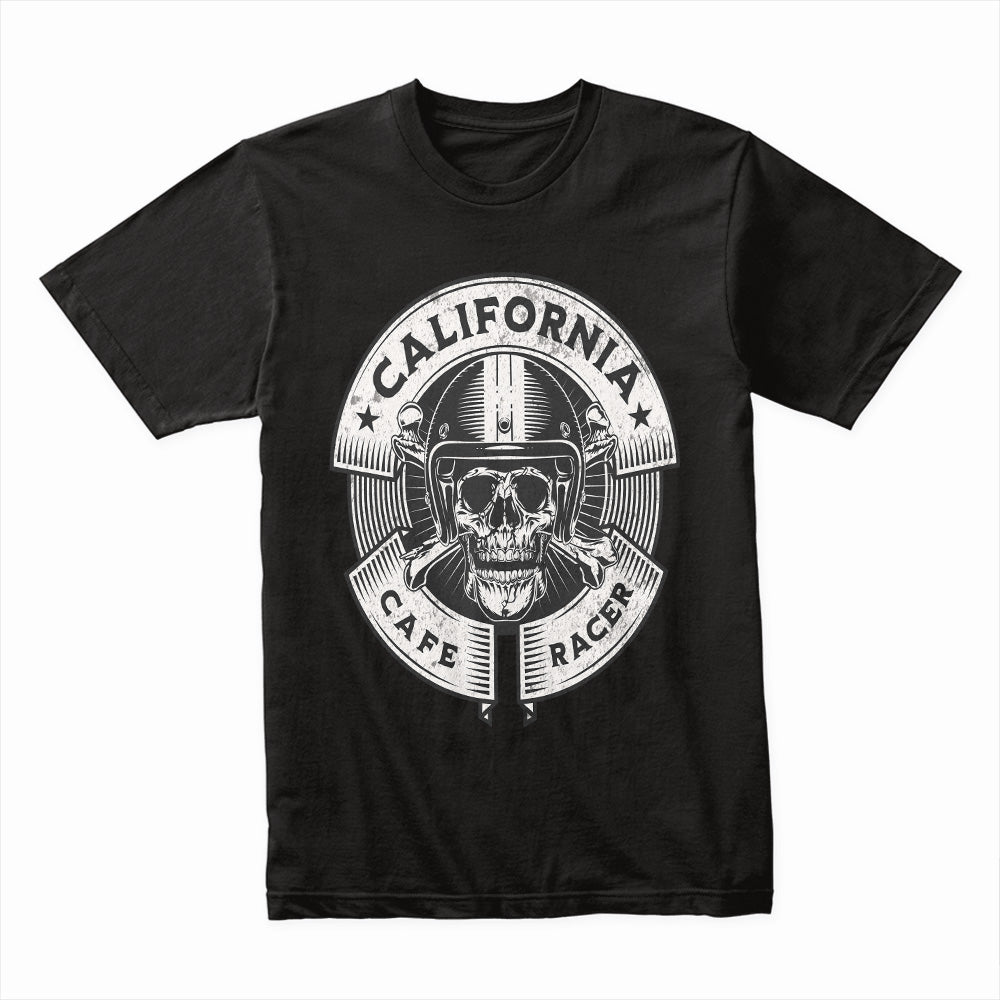 California Café Racer – Vintage Skull Biker T-Shirt