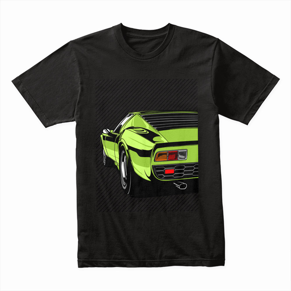 De Tomaso Pantera Retro Supercar T-Shirt – Lime Green Classic Edition