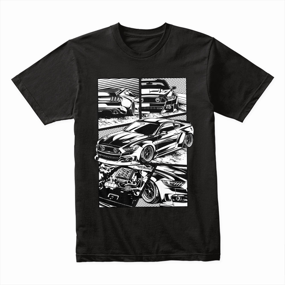American Muscle Comic Style T-Shirt – Mustang Power Panel Edition
