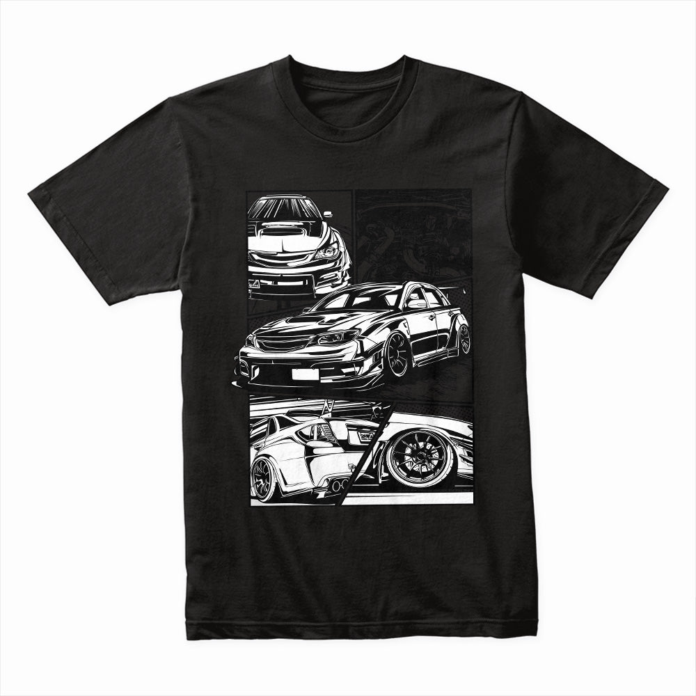 Subaru WRX Stance Art T-Shirt – JDM Black & White Street Edition