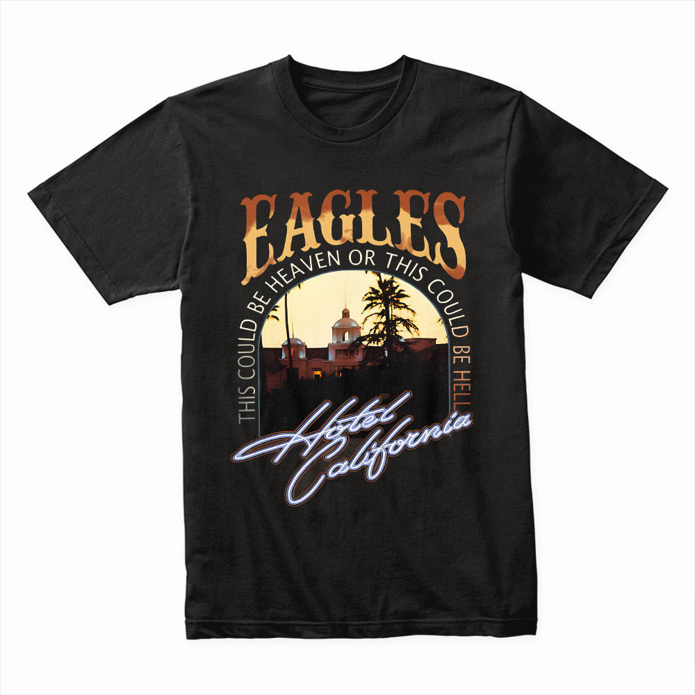 Eagles Hotel California Lyric T-Shirt – Classic Rock Album Tribute