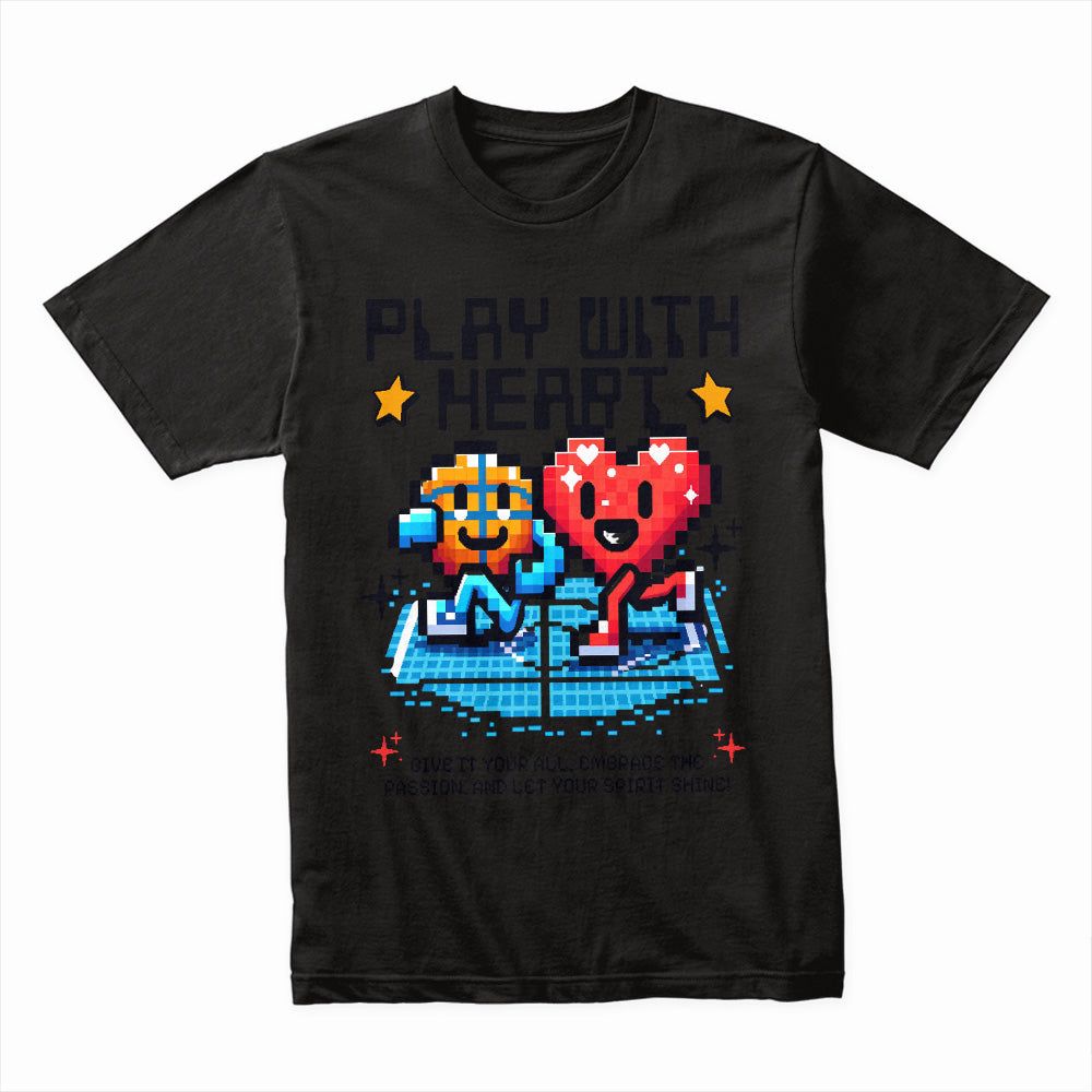 Play with Heart Pixel Art T-Shirt – Embrace Passion & Fun