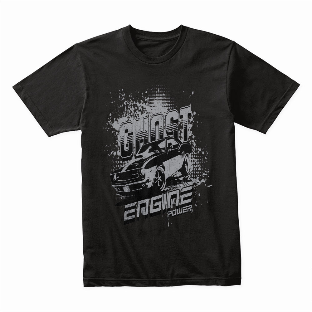 Ghost Engine Power: Monochrome Muscle Car T-Shirt