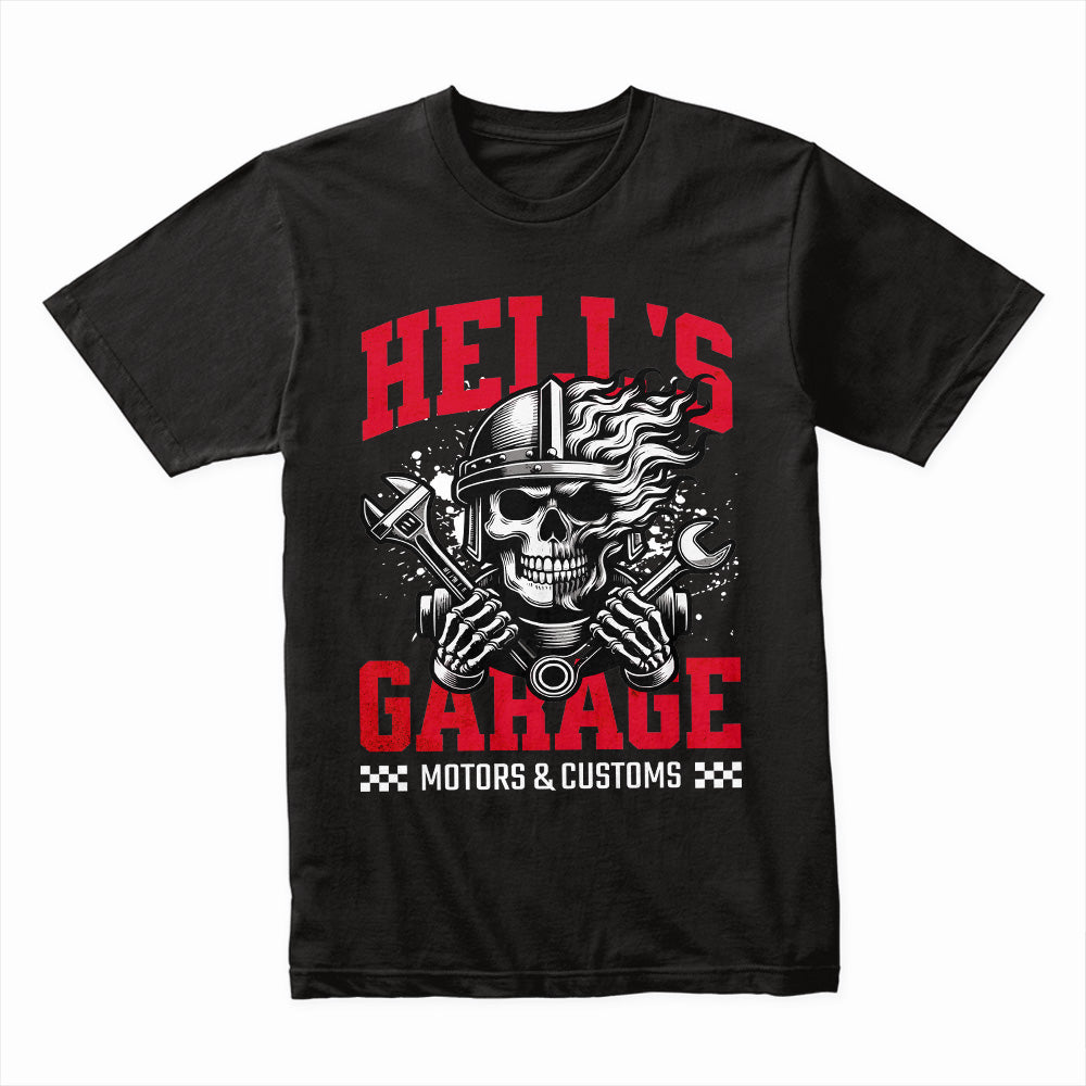 Hell’s Garage – Motors & Customs Skull Mechanic T-Shirt