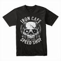 Iron Cafe Speed Shop – Ride Hard Skull Biker T-Shirt