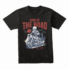 King of the Road – Biker Racer Skull T-Shirt