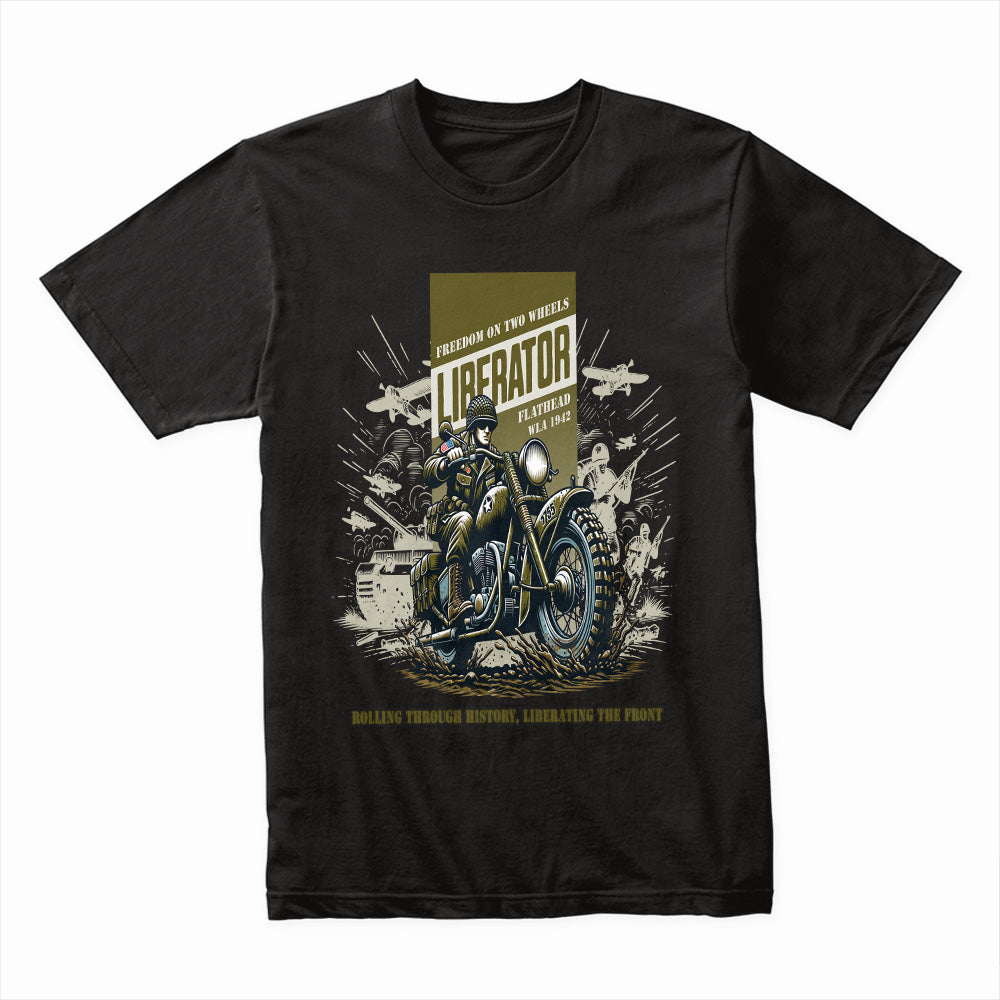 Liberator Ride: WWII Flathead Motorcycle Tribute T-Shirt