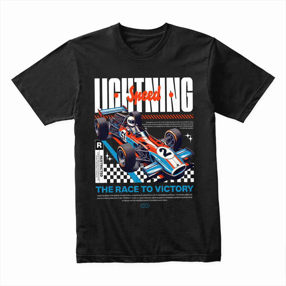 Lightning Speed: Retro Race Victory T-Shirt