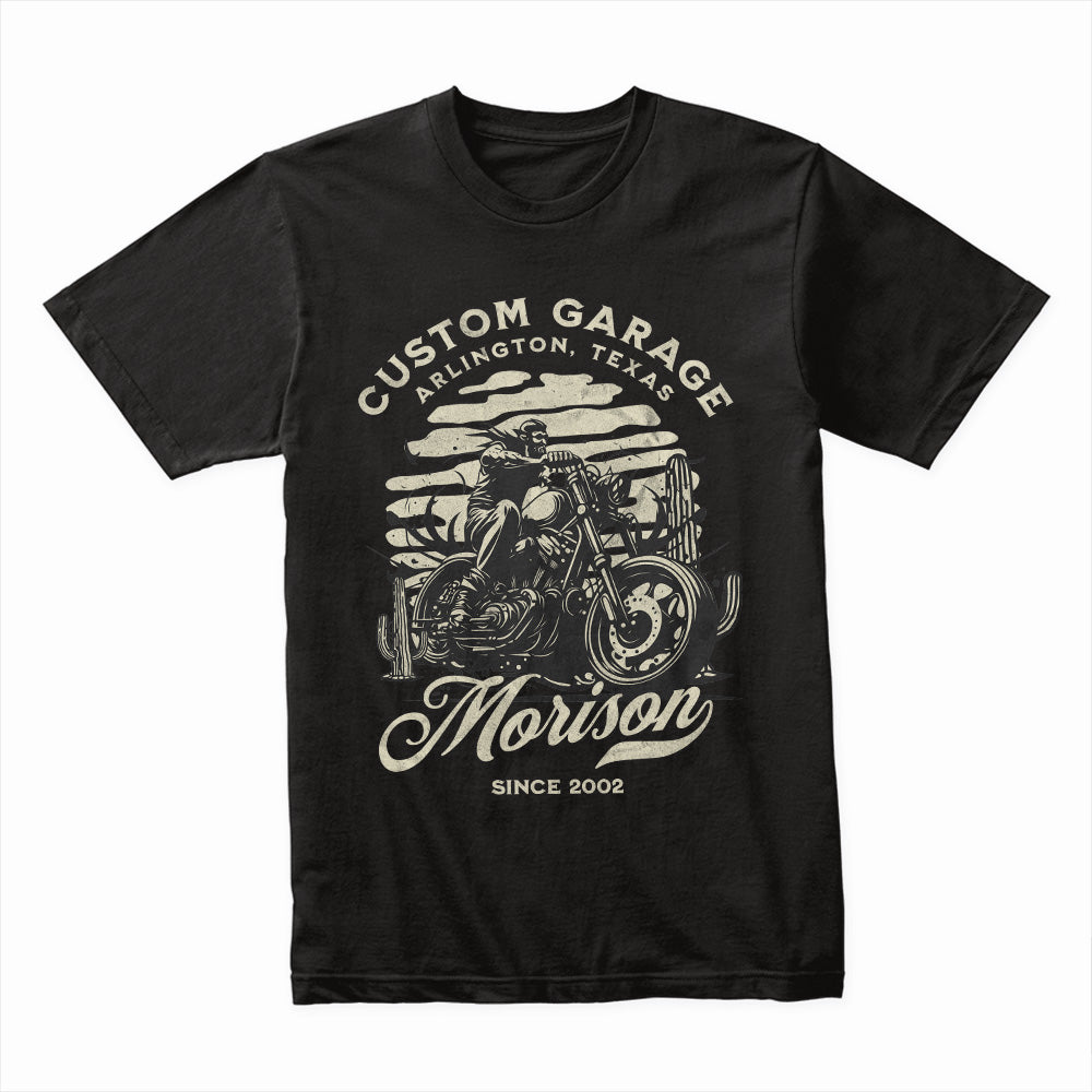 Morison Custom Garage – Arlington, Texas Vintage Biker T-Shirt