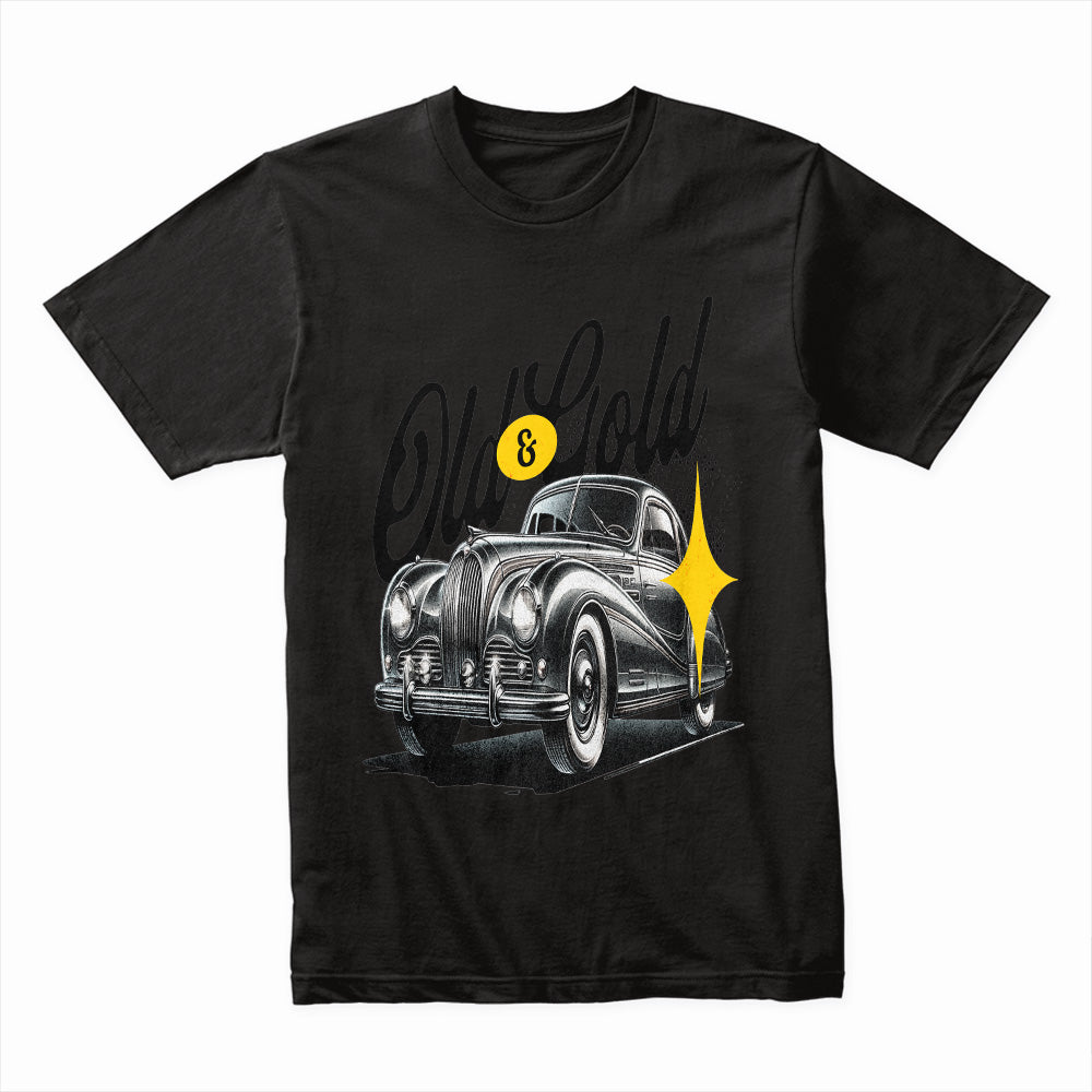 Old & Gold Vintage Classic Car T-Shirt – Timeless Elegance Edition
