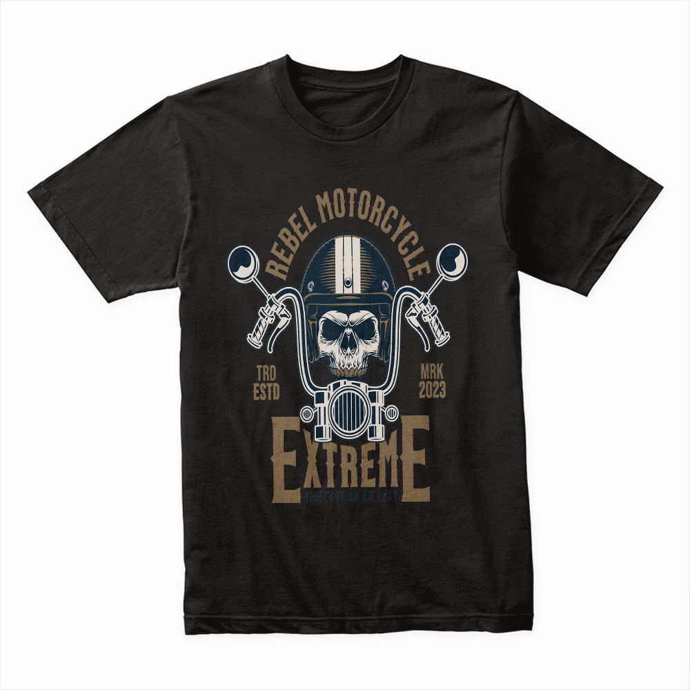 Rebel Motorcycle Extreme T-Shirt – Skull Biker Chopper Rider Tee