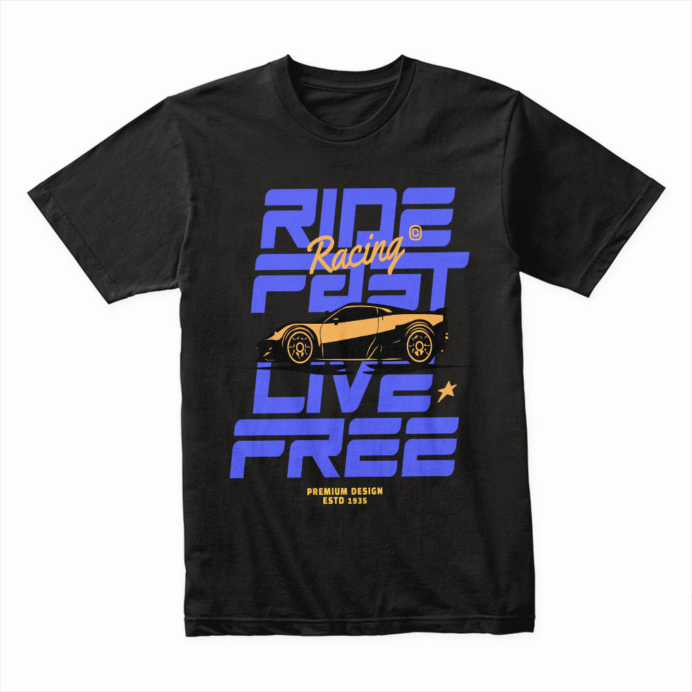 Ride Fast Live Free Racing T-Shirt – Speed & Freedom Edition